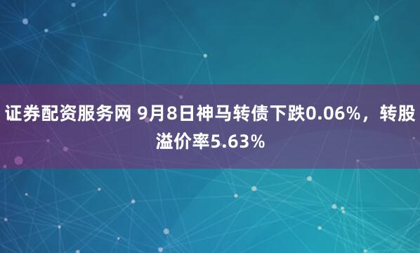 证券配资服务网 9月8日神马转债下跌0.06%，转股溢价率5.63%
